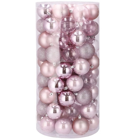 Bombki choinkowe 100 szt. ozdoby świąteczne różowy