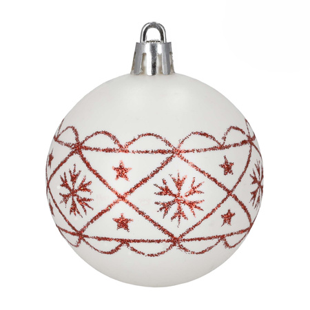 Bombki choinkowe, nietłukące, dekoracje świąteczne do stroika 30 szt. biało-czerwone