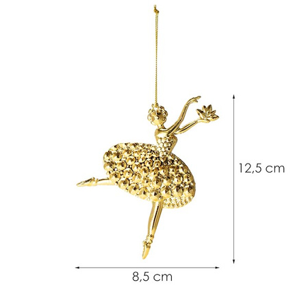 Zawieszki choinkowe 2 szt. baletnice ozdoba bożonarodzeniowa złota