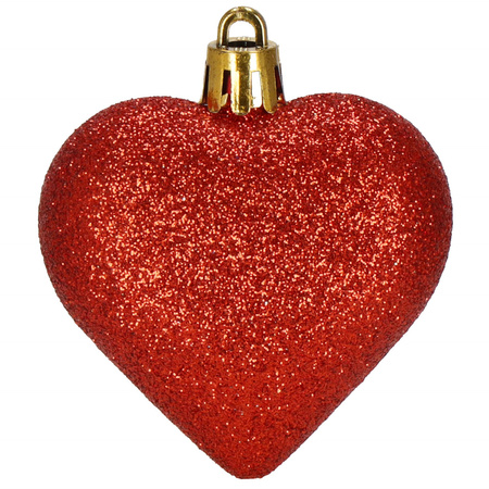 Bombki choinkowe 7 cm dekoracje świąteczne 8 szt. nietłukące serca, czerwone