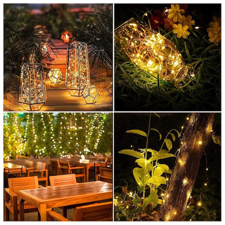 Lampki choinkowe 200 Led 22 m druciki ciepły biały oświetlenie świąteczne solarne