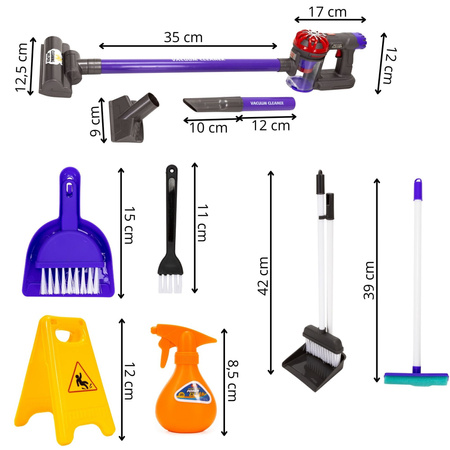 Zestaw sprzątajacy: odkurzacz, miotła, szufelka dla dzieci, akcesoria do sprzątania zabawkowe