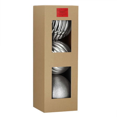 Duże bombki choinkowe 3 szt. ozdoby świąteczne 20,5 cm brokat srebrne