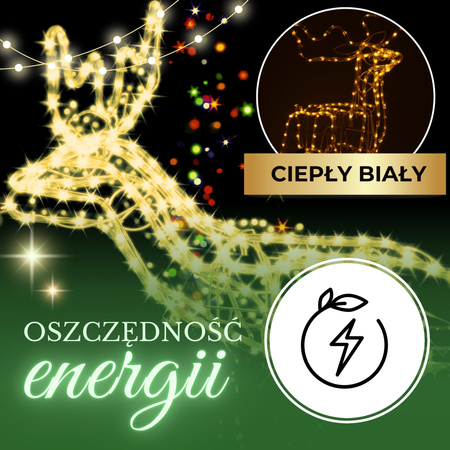 Renifer Led 85 cm świąteczny, świetlna dekoracja do ogrodu biały ciepły