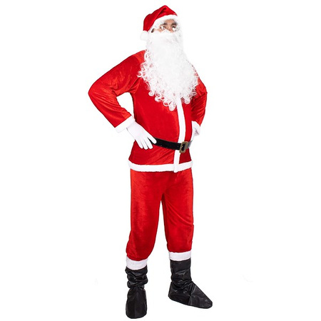 Strój świętego Mikołaja 10 elementowy z brzuchem, czerwony kostium