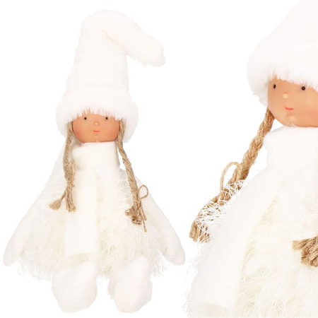 Laleczka 34 cm ozdoba świąteczna, figurka świąteczna, gnom biały
