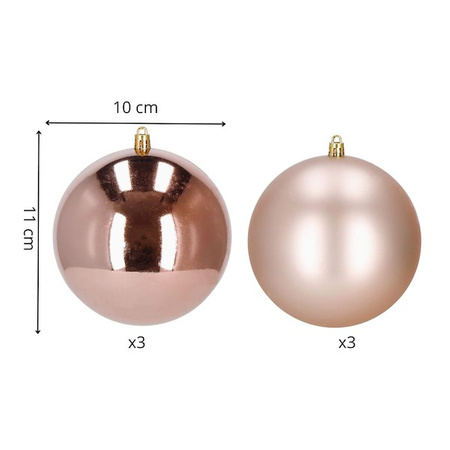 Bombki choinkowe 6 szt. ozdoby świąteczne zestaw 10 cm rose gold