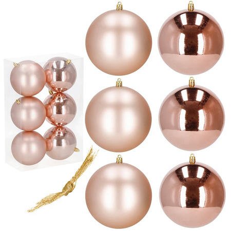 Bombki choinkowe 6 szt. ozdoby świąteczne zestaw 10 cm rose gold