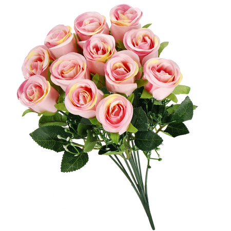 Bukiet sztucznych róż 12 kwiatów dekoracyjne różowe