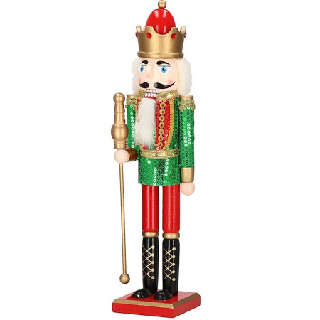 Dziadek do orzechów 50 cm drewniany żołnierzyk z cekinami, figurka świąteczna