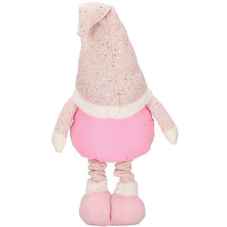 Skrzat 50-66cm ozdoba świąteczna, krasnal świąteczny, gnom różowy na teleskopowych nóżkach