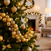 Girlanda świateczna z 130 szt. bombek, łańcuch choinkowy 160 cm, złote