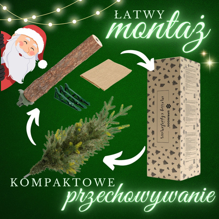 Choinka sztuczna na pniu jak żywa 150 cm świerk naturalny nowoczesny