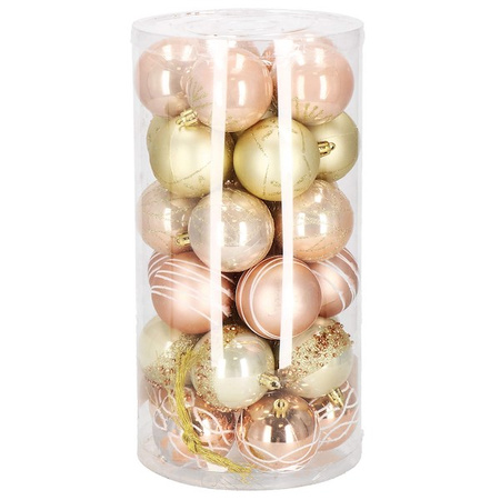 Bombki choinkowe 30 szt. ozdoby świąteczne zestaw 6cm rose gold