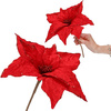 Gwiazda betlejemska 26 cm sztuczny kwiat, poinsecja czerwona z brokatem