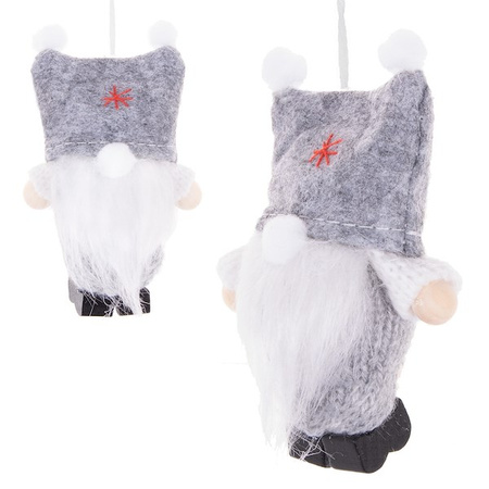 Krasnal 8cm ozdoba świąteczna, skrzat świąteczny, gnom szary