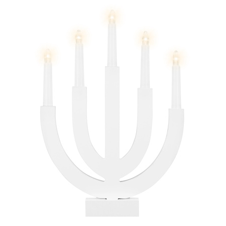 Świecznik adwentowy z 5 świecami Led bożonarodzeniowy świąteczny na baterie biały