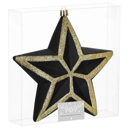 Bombka choinkowa, dekoracja świąteczna do stroika, gwiazda 15 cm nietłukąca, czarno-złota