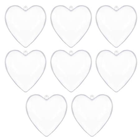 Bombki akrylowe 6cm serce plastikowe decoupage zestaw 8 szt.