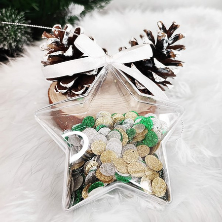 Bombki akrylowe 12cm gwiazda plastikowa decoupage zestaw 8 szt.