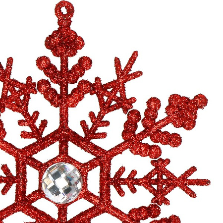 Zawieszka na choinkę śnieżynki 2 szt. ozdoba świąteczna 12 cm czerwony brokat