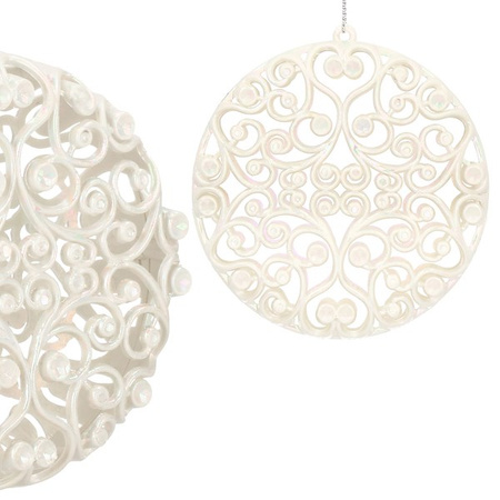 Zawieszka choinkowa kremowa okrągła dekoracja na choinkę 9 cm