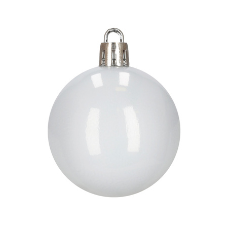 Bombki choinkowe 40 szt. komplet dekoracje świąteczne zawieszki nietłukące, białe