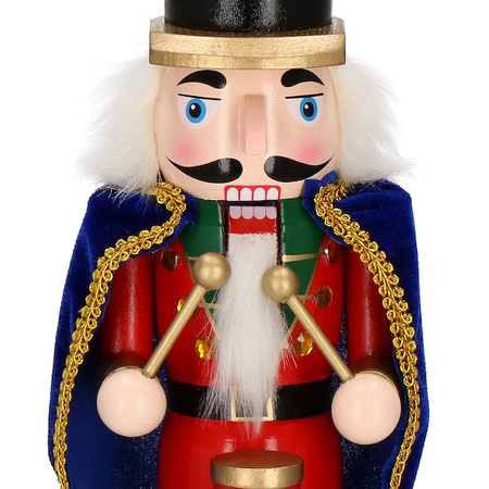Dziadek do orzechów 38 cm drewniany żołnierzyk z peleryną multikolor, figurka świąteczna