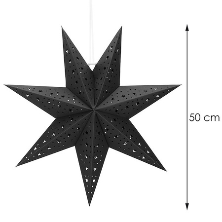 Gwiazda świąteczna papierowa zawieszka choinkowa czarna ażurowa 3D