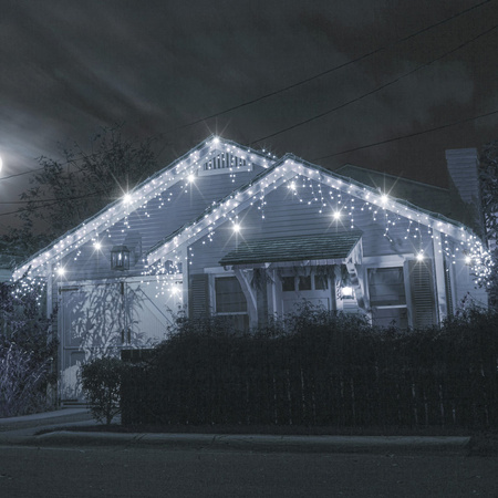 Kurtyna świetlna 1000 led girlanda, lampki wewnętrzno-zewnętrzne sople zimny biały z flash