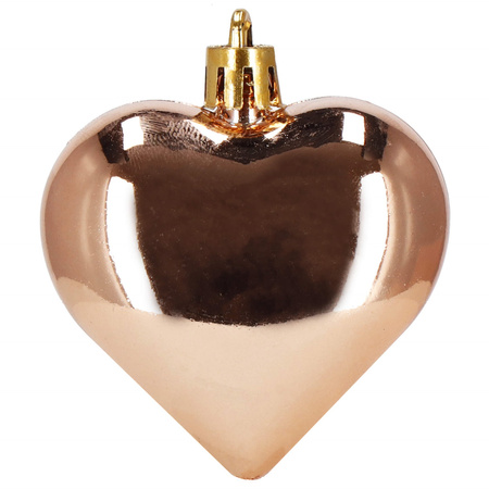 Bombki choinkowe 7 cm dekoracje świąteczne 8 szt. nietłukące serca, rose gold