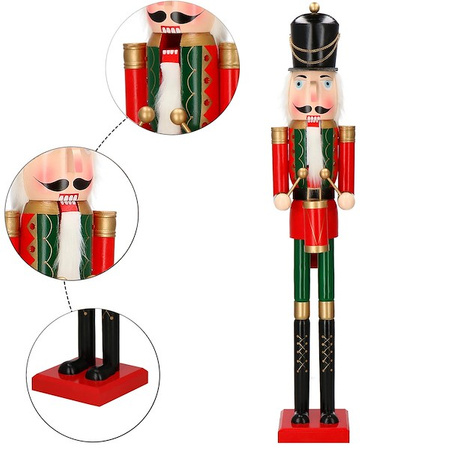 Dziadek do orzechów 120 cm drewniany żołnierzyk z bębenkiem, figurka świąteczna