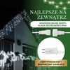 Kurtyna świetlna 300 led girlanda, lampki wewnętrzno-zewnętrzne 15,5 m sople biały zimny + flash