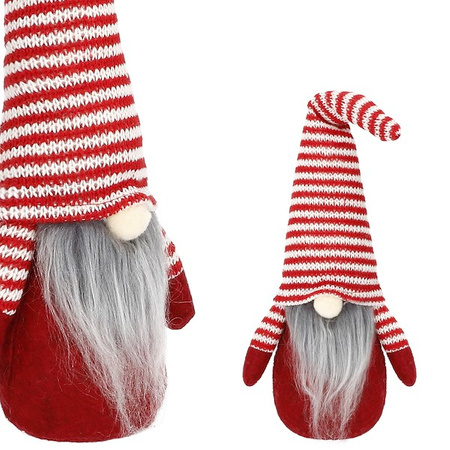 Skrzat 30cm ozdoba świąteczna, krasnal świąteczny, gnom w paski czerwony