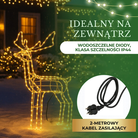 Renifer Led 115 cm świąteczny z ruchomą głową świetlna dekoracja do ogrodu biały ciepły