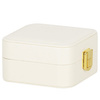 Kufer, szkatułka na biżuterię 10x10x5 cm kremowy z przegródkami ekoskóra 
