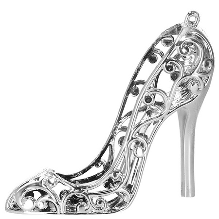 Zawieszki choinkowe 2 szt. obcasy ozdoba świąteczna ażurowa srebrna