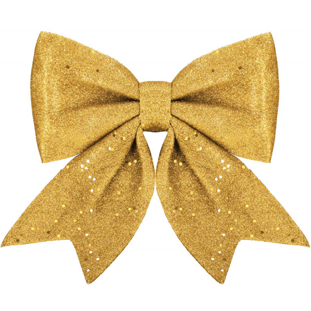 Kokardka świąteczna na choinkę 30 cm brokatowa zawieszka choinkowa złota