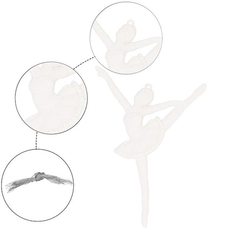 Zawieszka na choinkę baletnica 3 szt. ozdoba świąteczna 12 cm biały brokat