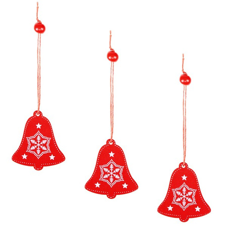 Świąteczne zawieszki 5cm drewniane dzwonki zestaw 3 szt.