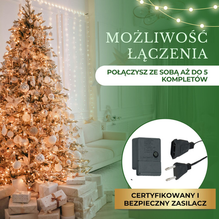 Lampki choinkowe 300 led ciepły biały 21,5 m oświetlenie świąteczne