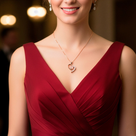 Wieczna róża z naszyjnikiem i pudełkiem prezentowym na dzień kobiet walentynki dla niej