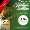 Kurtyna świetlna 300 led girlanda, lampki wewnętrzno-zewnętrzne sople biały ciepły + biały flash