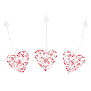 Świąteczne zawieszki drewniane serca zestaw 3 szt. biały