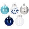 Bombki choinkowe przeźroczyste 30 szt. niebieski 6cm zestaw choinkowy