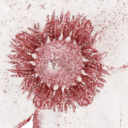 Magnolia sztuczny kwiat gałązka biała różowy brokat