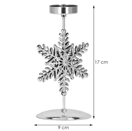 Świecznik świąteczny metalowy z gwiazdką podstawka na świeczkę srebrna