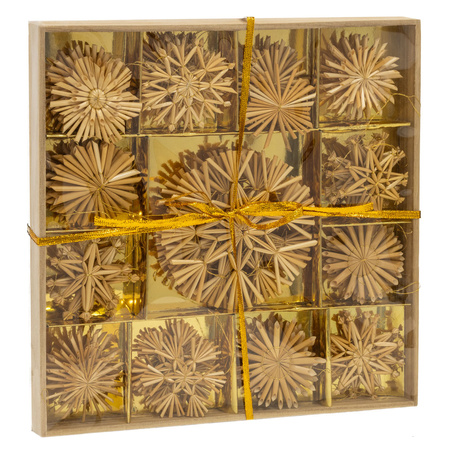 Zawieszki choinkowe z słomy, naturalne dekoracje świąteczne 48 szt. bombki, brązowe