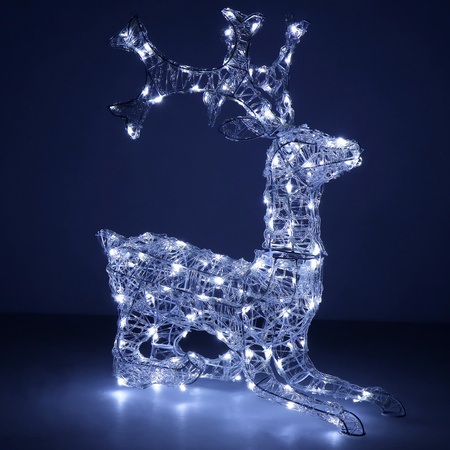 Renifer Led świąteczny 130 LED świetlna dekoracja biały zimny