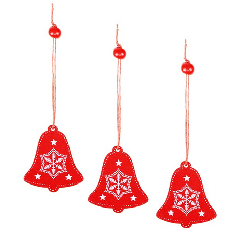 Świąteczne zawieszki 5cm drewniane dzwonki zestaw 3 szt.